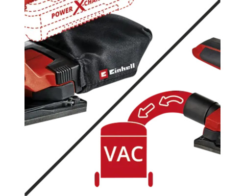 Logo společnosti Einhell, připojení vysavače k brusce