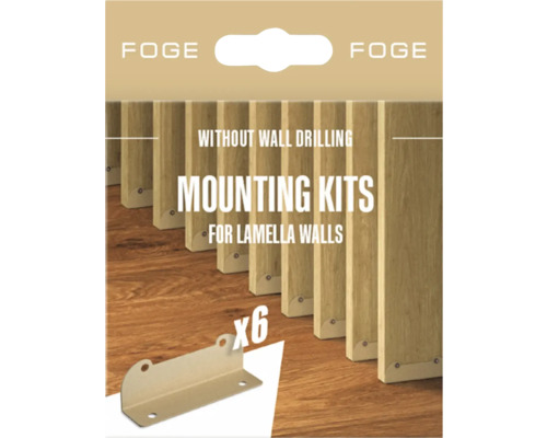 Montážní sada pro lamelové stěny, pro upevnění bez vrtání, šest kusů