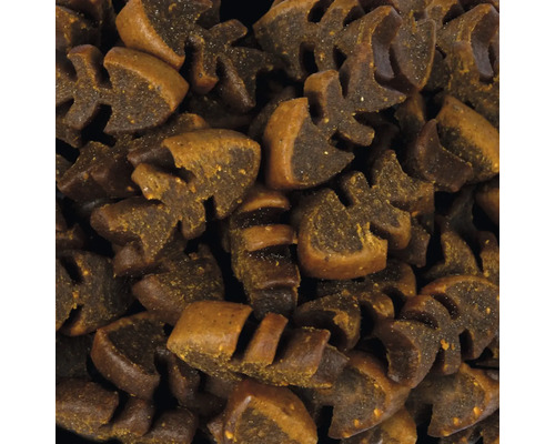 Detailní záběr krmiva pro ryby ve tvaru ryby