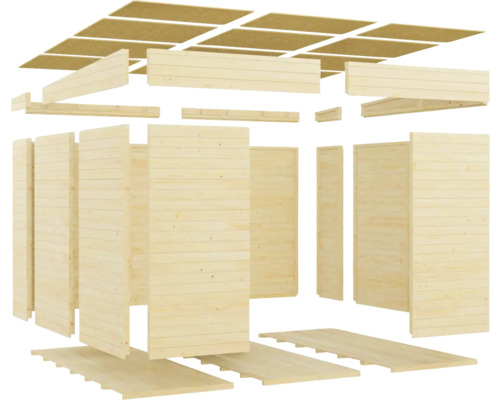 Rozkreslený pohled na dřevěný zahradní domek