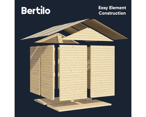 Stavebnice zahradního domku Bertilo se snadnou konstrukcí prvků