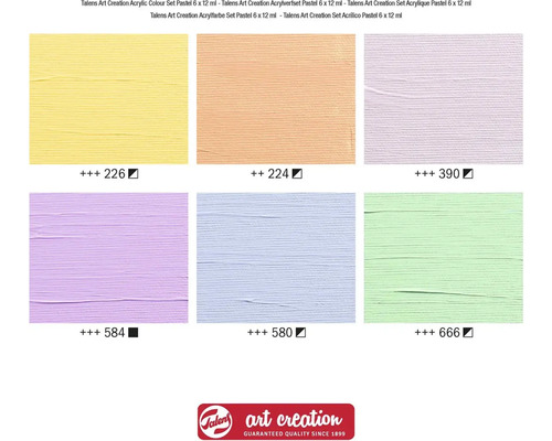 Sada akrylových barev Talens Art Creation Pastel, šest odstínů