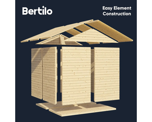 Stavebnice zahradního domku Bertilo s jednoduchou konstrukcí z prvků