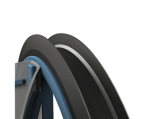 Řez pneumatikou jízdního kola s ráfkem