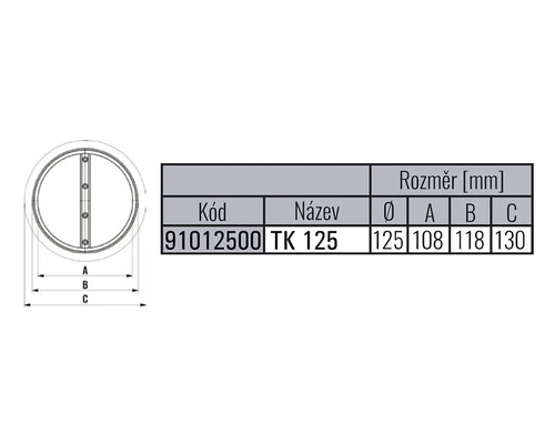 Technický výkres TK 125 s rozměry