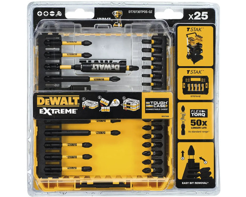 DeWalt Extreme sada 25 nárazových vrtacích bitů v žlutém pouzdře