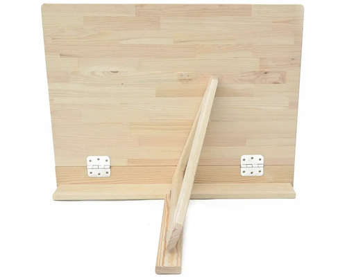 Dřevěný stojan na knihy se sklopnou podpěrou na zadní straně