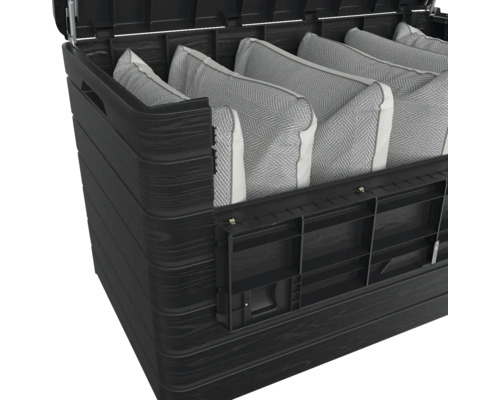 Otevřený zahradní box s polštáři pro uskladnění