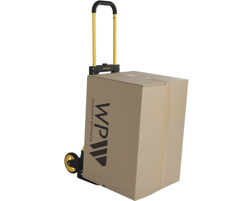 Logo Stanley na rudlu s kartonovou krabicí