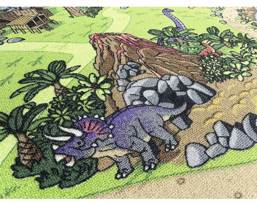 Koberec s motivem dinosaura a vulkanickou krajinou