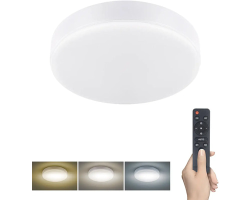 Bílé LED stropní svítidlo s dálkovým ovládáním pro ovládání světla.