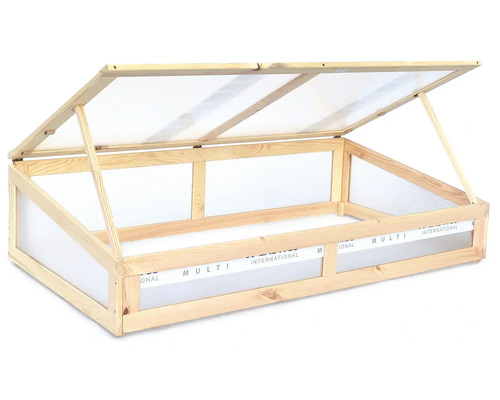 Dřevěný pařník s průhlednými stěnami a výklopným víkem