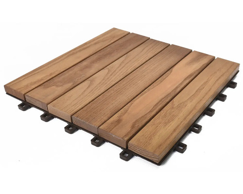 Dřevěná terasová dlaždice s plastovou podkonstrukcí