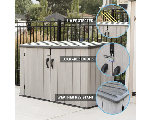 Úložný box odolný proti povětrnostním vlivům s UV ochranou a uzamykatelnými dveřmi