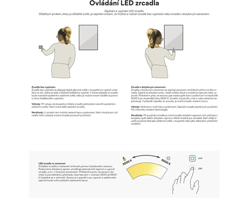 Ovládání LED zrcadel s a bez senzoru.