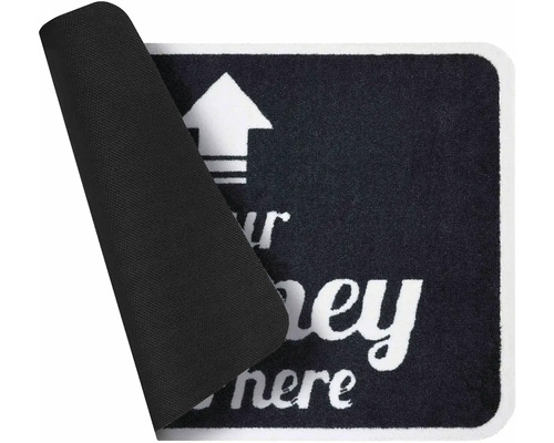 Rohožka se šipkou a textem Your Money Is Here