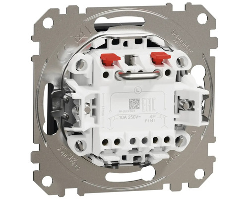 Pohled zezadu na spínač s upevňovacími prvky a elektrickými přípojkami