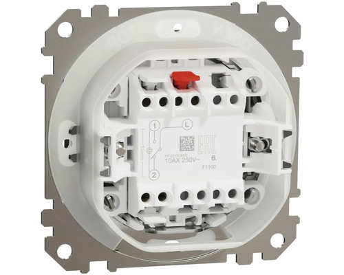 Detail spínače s červeným ovládacím tlačítkem