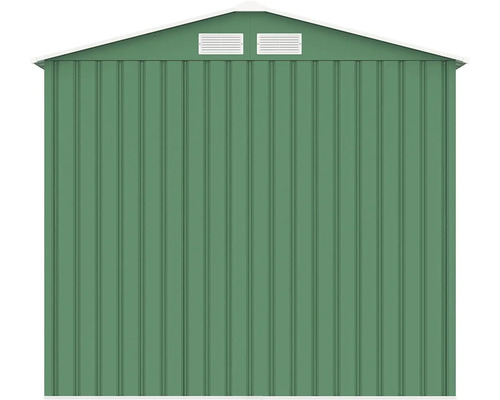 Kovová zahradní chatka boční pohled s ventilací
