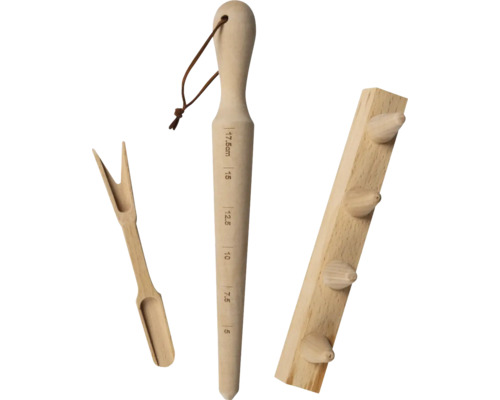 Dřevěná sada sázecích nástrojů: Kolík na pikýrování s měřicí stupnicí, sázecí kolík a pomůcka na setí