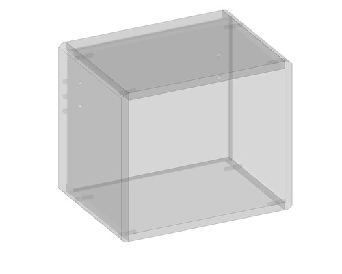 Prázdná průhledná nástěnná skříňka pro skladování.