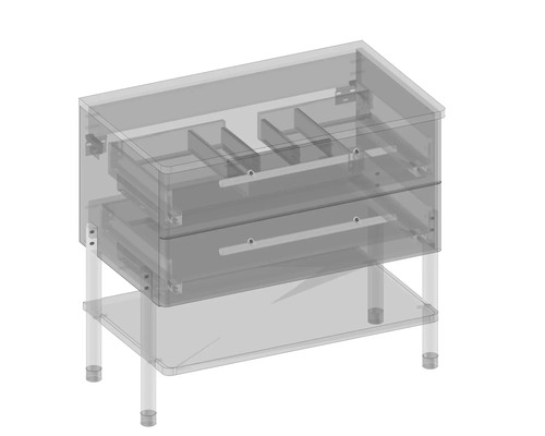 Skříňka pod umyvadlo se dvěma zásuvkami a policí