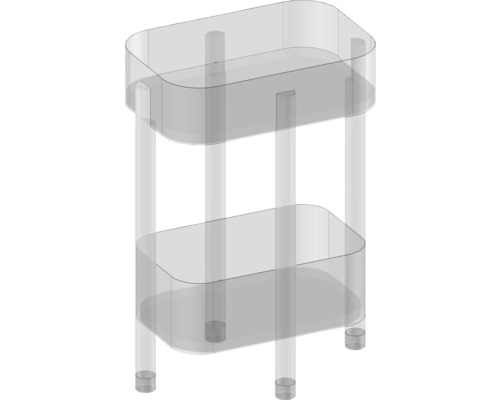 Dvě plastové úložné police s nožičkami