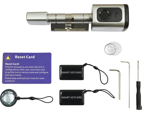 Chytrý zámek s resetovací kartou, chytrými klíčenkami, nářadím a přísavkou