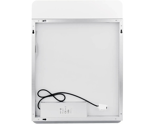 Zadní strana zrcadlové skříňky s napájecím kabelem a montážním zařízením