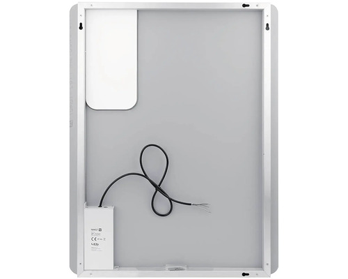 Zadní strana zrcadla s LED osvětlením a připojovacím kabelem