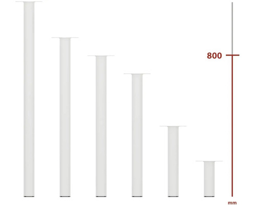 Různé kovové nohy stolu s různou výškou