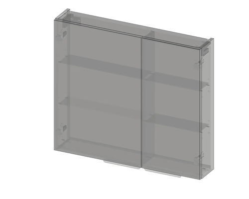 Zrcadlová skříňka do koupelny s posuvnými dveřmi a policemi