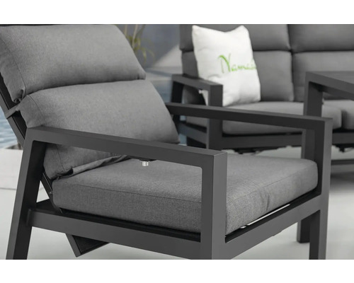 Zahradní křeslo z hliníku se šedými polštáři