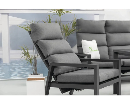 Zahradní nábytek, sada s křeslem a pohovkou s polštáři