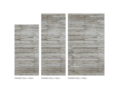 Sprchové panely ve třech velikostech s dřevěným vzhledem