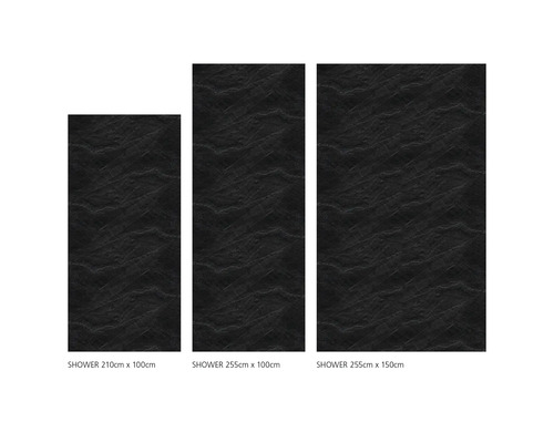 Tři sprchové panely různých velikostí s kamenným vzorem