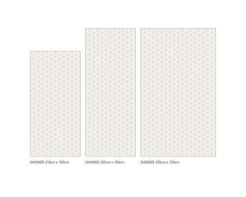 Tři sprchové panely různých velikostí s geometrickým vzorem