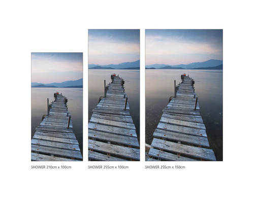 Sprchové panely s motivem jezerního mola v různých velikostech