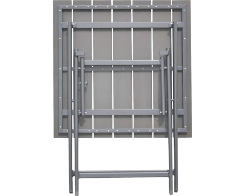 Složený zahradní stůl s kovovým rámem a deskou stolu