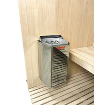 Sauna s kamny a dřevěnými lavicemi