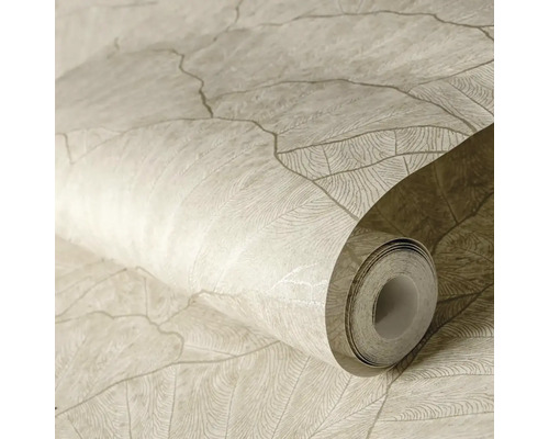 Role béžové tapety s listovým vzorem