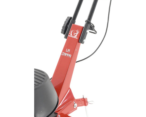 Detailní pohled na motorový kultivátor s logem Eurosystems