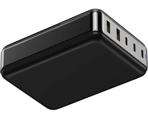 Černá víceportová USB nabíječka