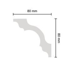 Rohový díl ozdobné lišty o rozměrech 80 mm