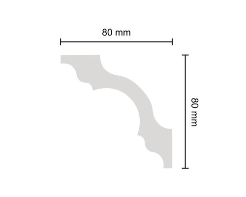 Rohový díl ozdobné lišty o rozměrech 80 mm