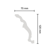 Rozměry ozdobné lišty: šířka 75 mm a výška 120 mm.