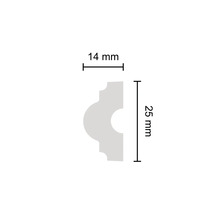 Rozměry ozdobné lišty: 14 milimetrů šířka a 25 milimetrů výška