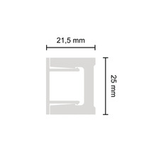 Hliníkový profil o rozměrech 21,5 mm x 25 mm.