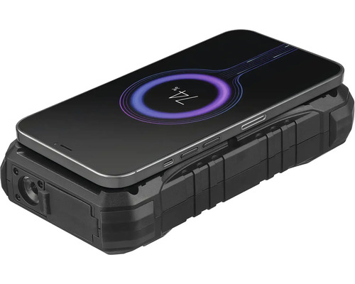 Mobilní telefon na powerbance pro bezdrátové nabíjení