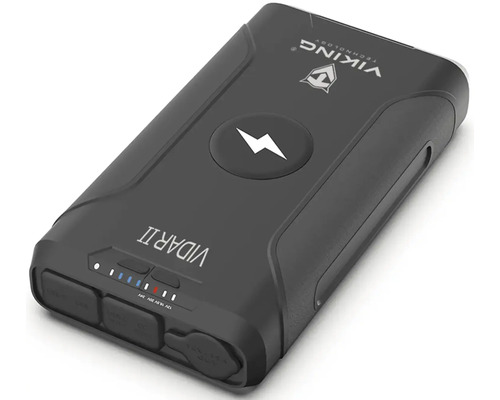 Černý přenosný startovací zdroj s porty USB a DC